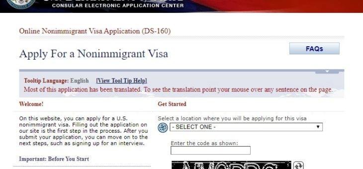 Formulário DS-160 – Visto Americano